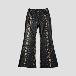 Sz.L*NWOT*Brown/Tan Snakeskin Print Flared Leg Pants